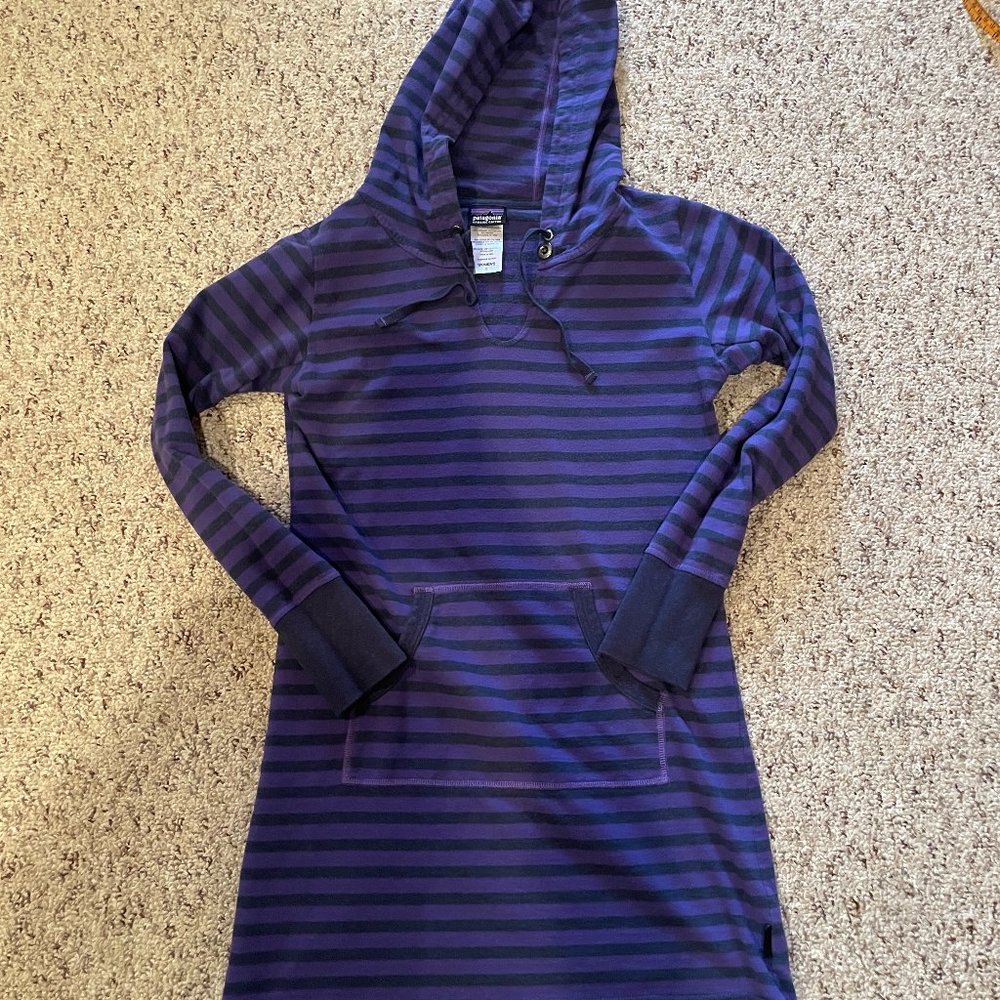 Patagonia Small Purple Stripe Hoodie Dress